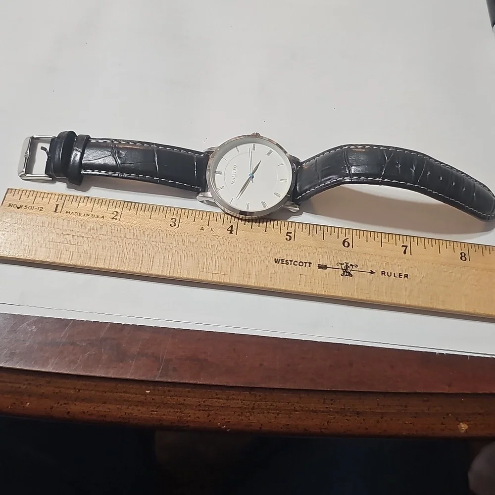 Maestro Black Leather Strap Unisex Watch